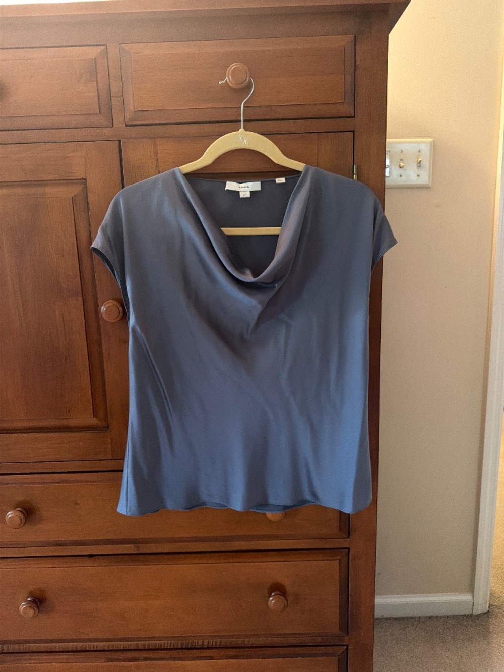 Vince Silk Cowl Neck Blouse Size S Gray